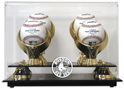 Four baseball Red Sox acrylic display case