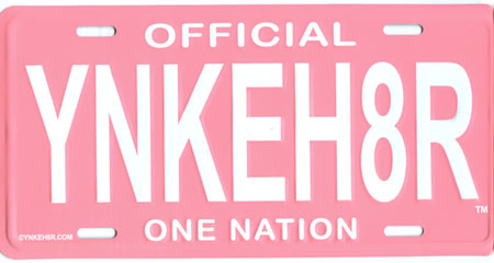 Official Pink Yankee Hater License Plate